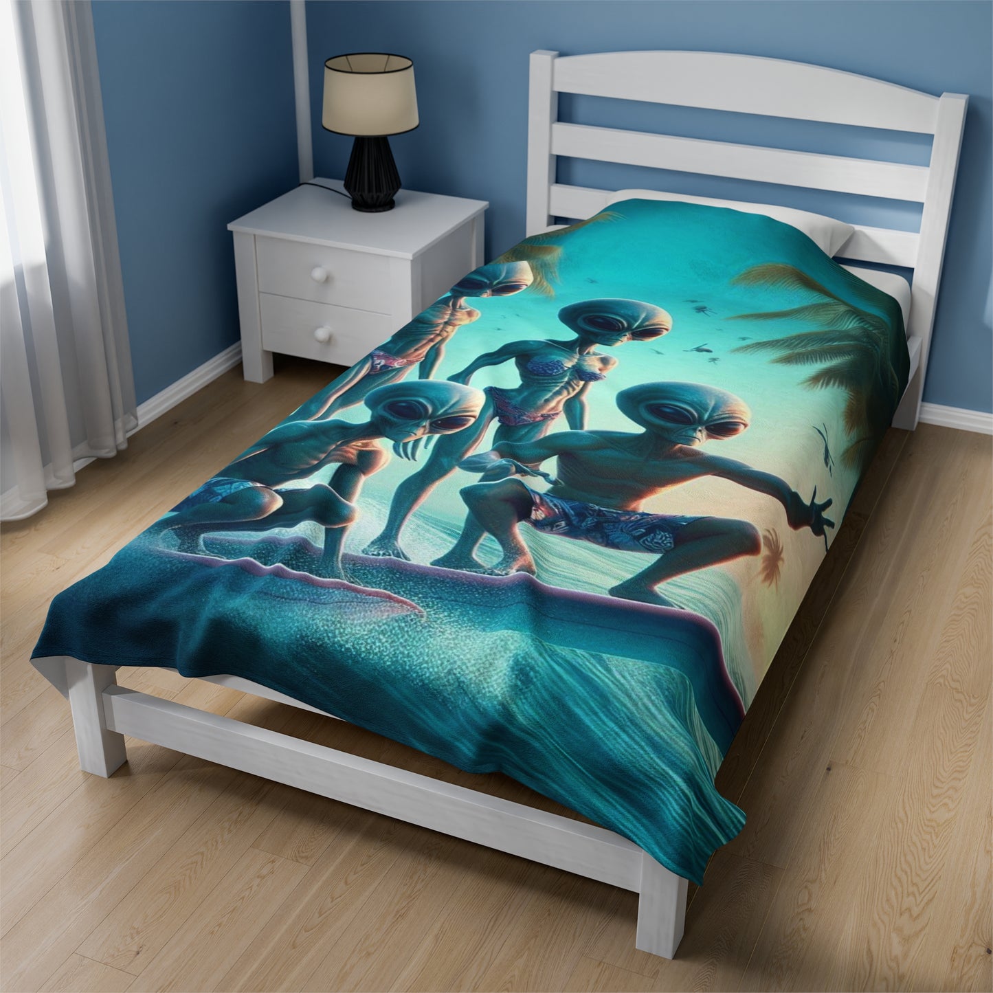 Sunset Surfers Velveteen Plush Blanket