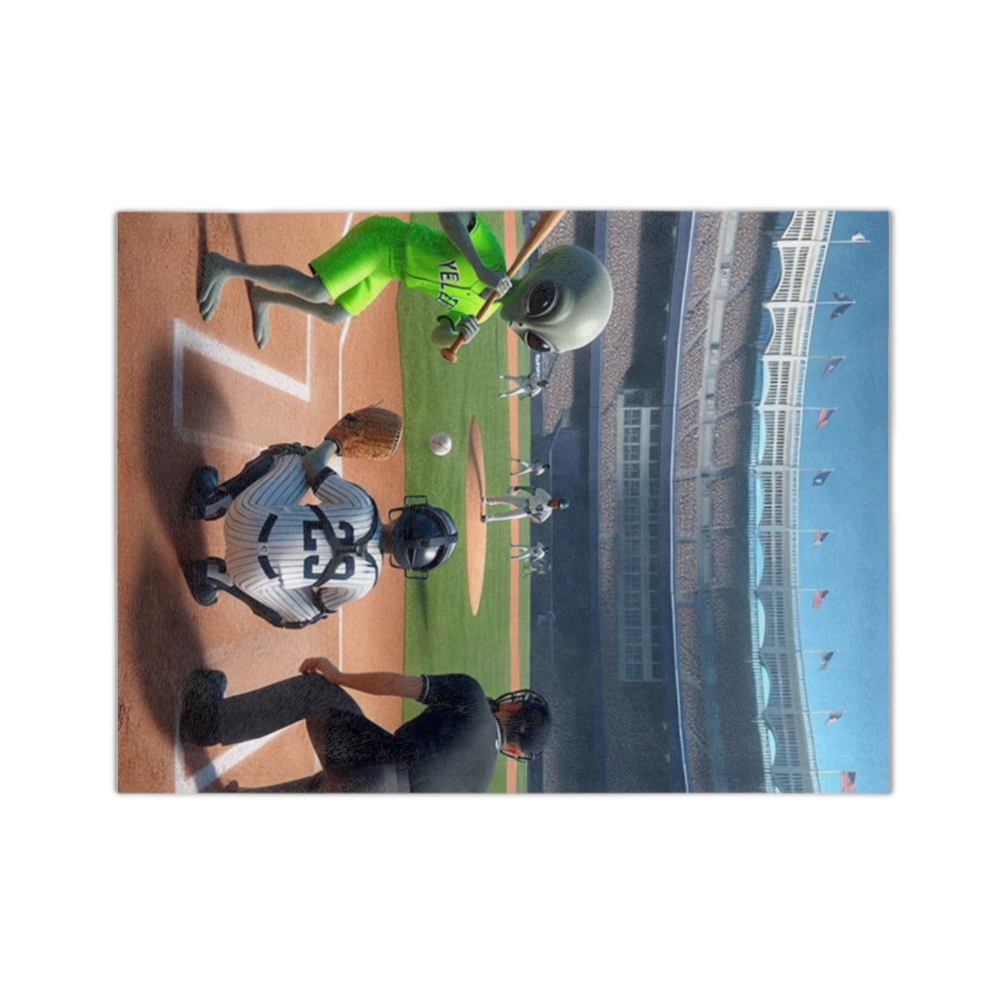Aliens Playing Baseball Microfiber Blanket