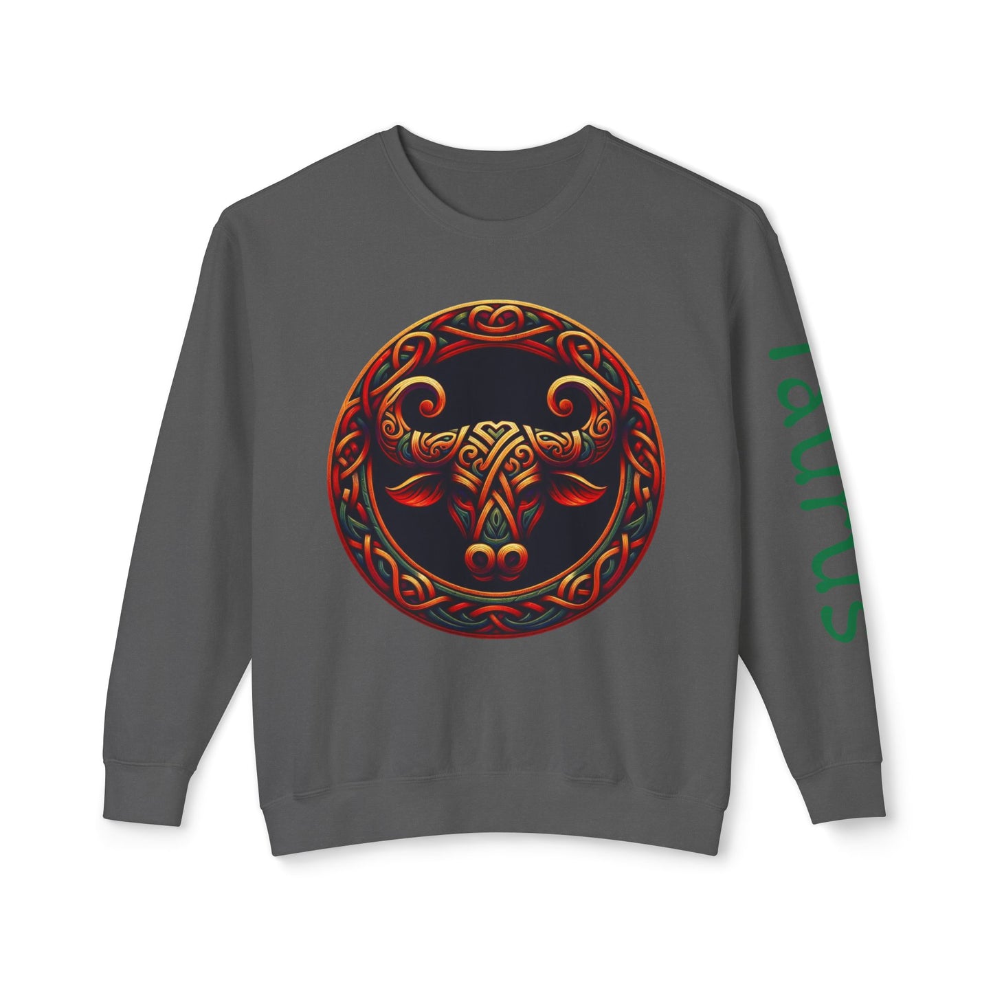 Crewneck Sweatshirt with Celtic Astrological Symbols-Taurus