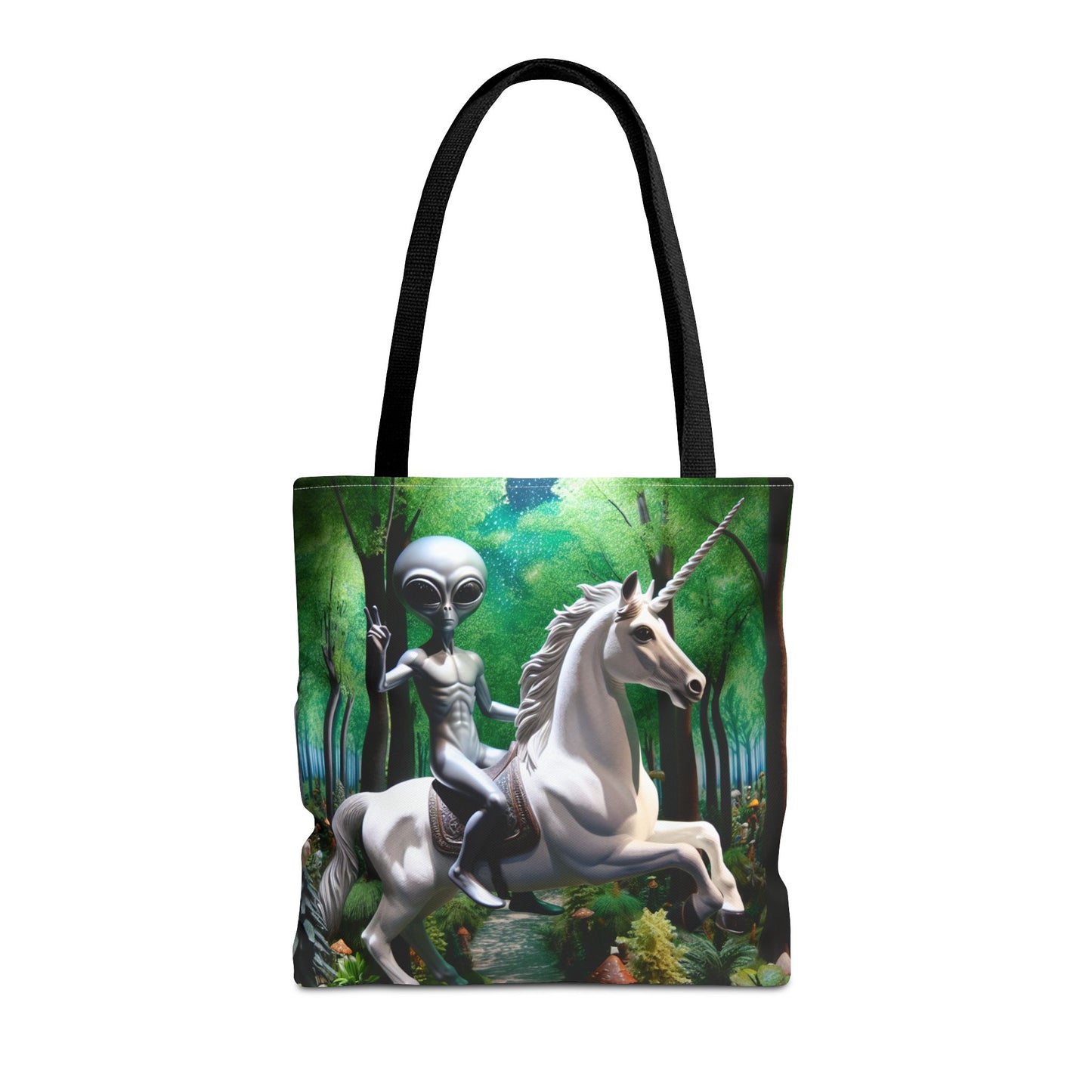 Unicorn Riding Alien Tote Bag