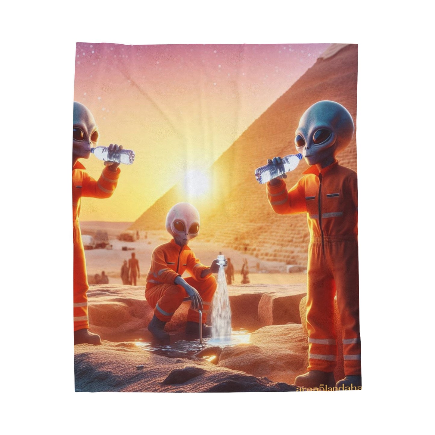 Water Break at The Pyramids of Giza Velveteen Blanket