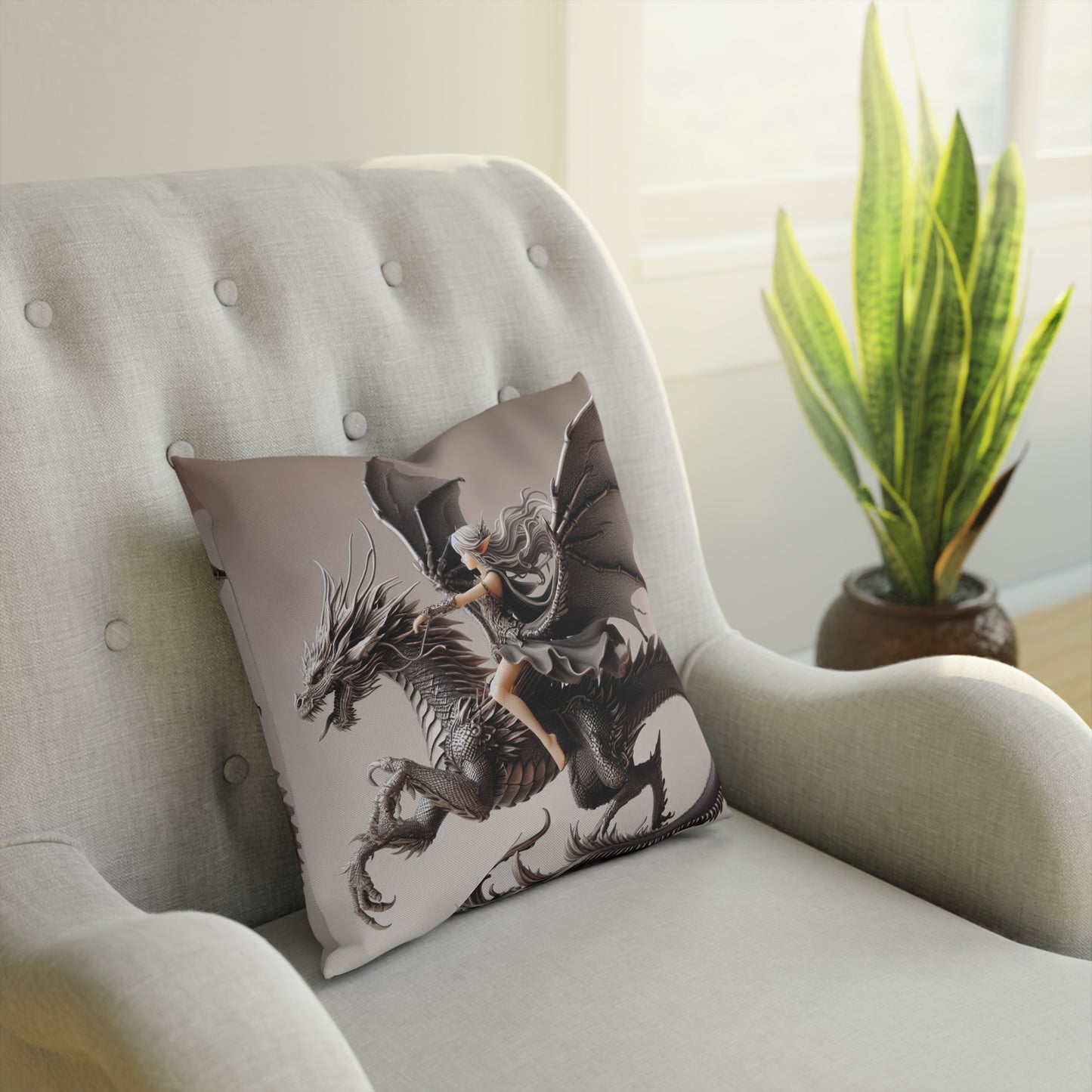 Silver & Black Dragon Pillow