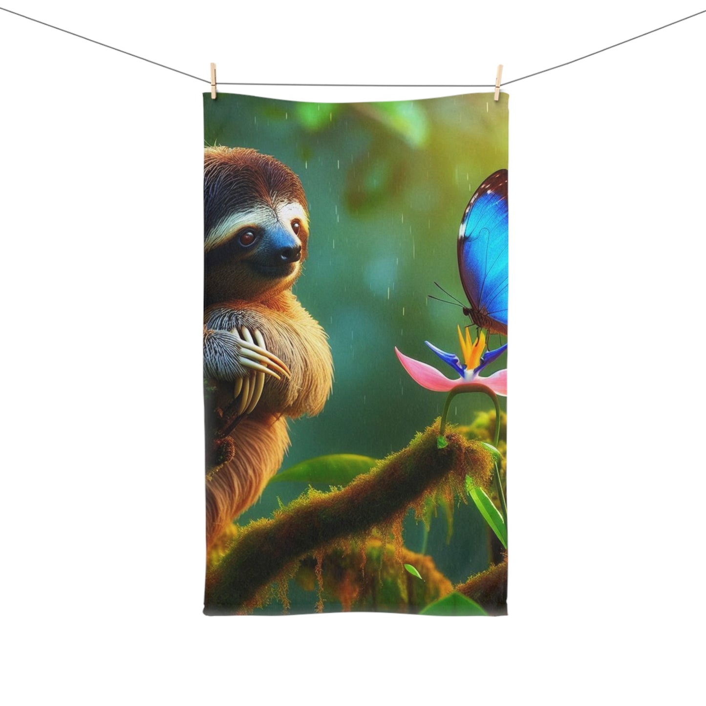 Sloth and Butterfly Hand Towel