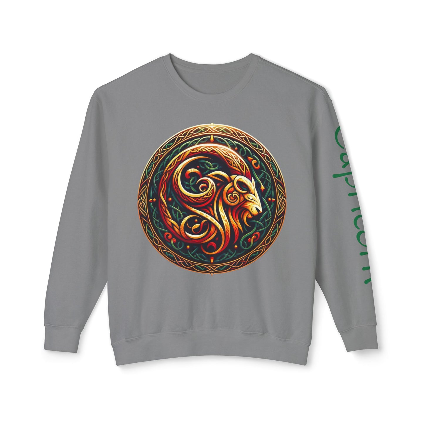 Crewneck Sweatshirt with Celtic Astrological Symbols-Capricorn
