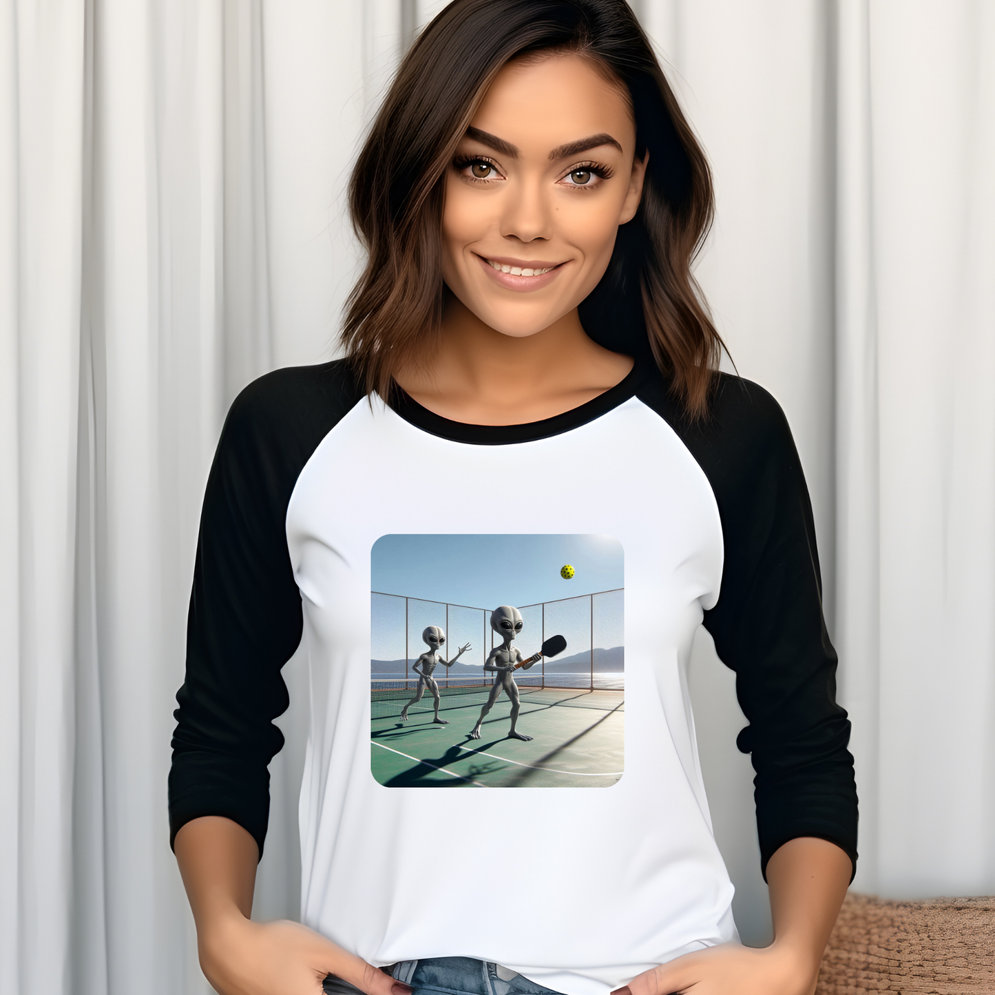 Alien Pickleball Baseball Tee