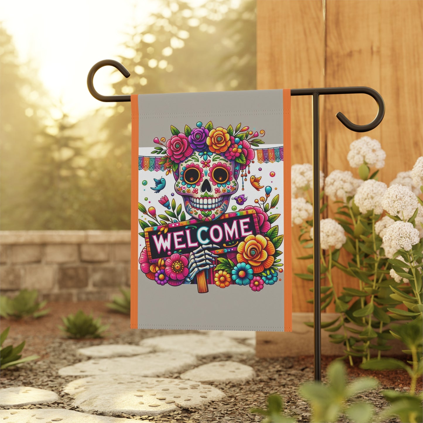 Garden Flag-Sugar Skull Welcome