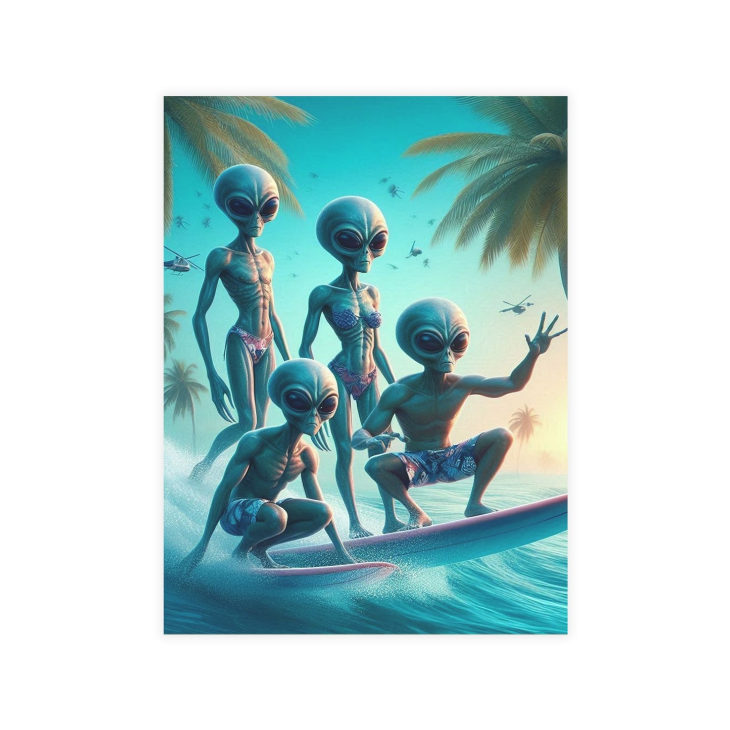 Surfing Aliens Postcard Bundle - Fun Outer Space Greetings