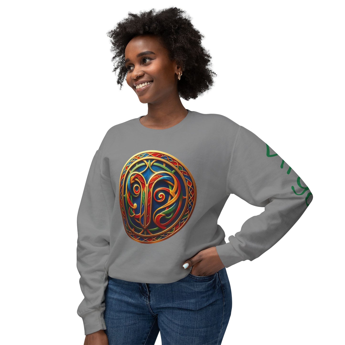 Crewneck Sweatshirt with Celtic Astrological Symbols-Virgo
