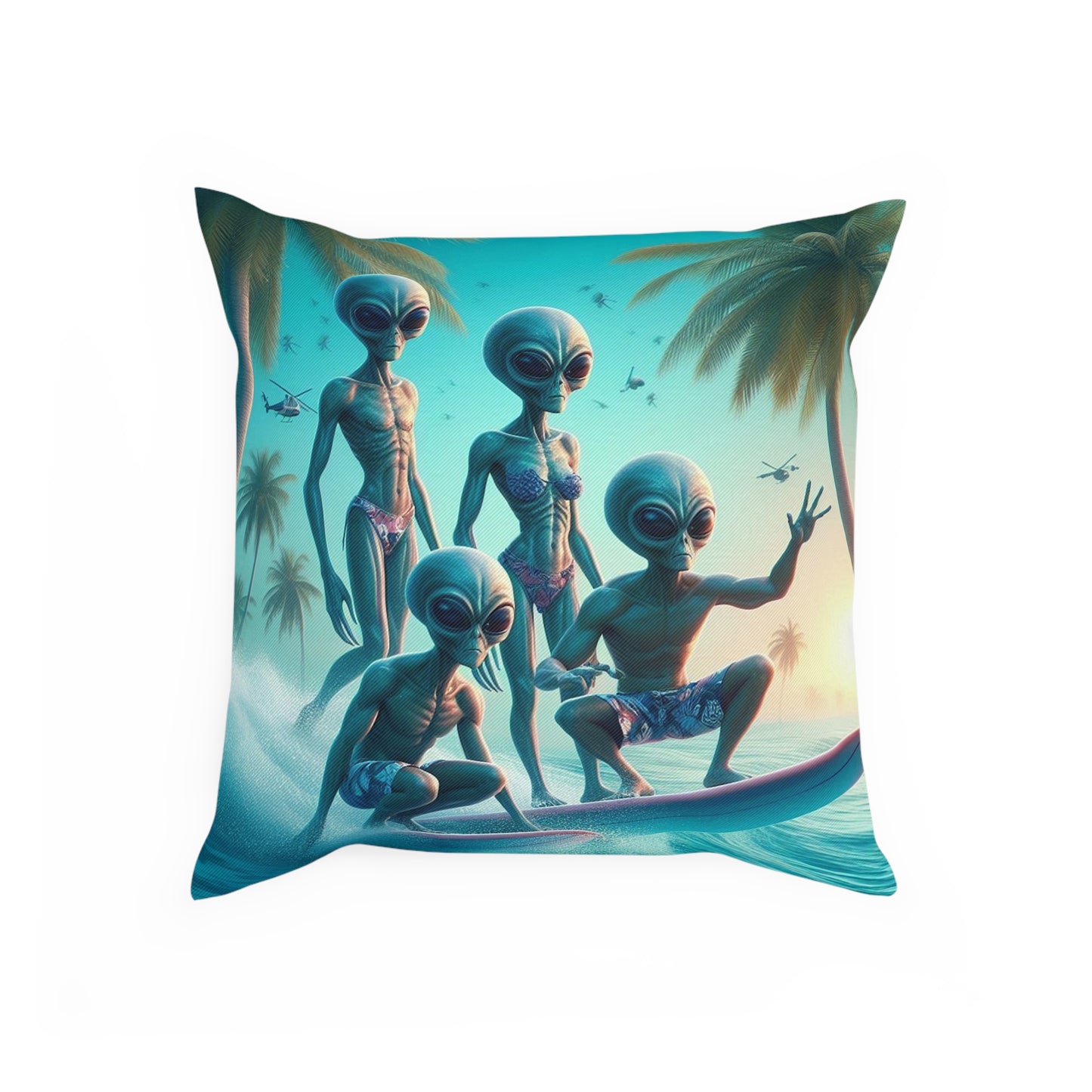 Surfing Alien Pillow