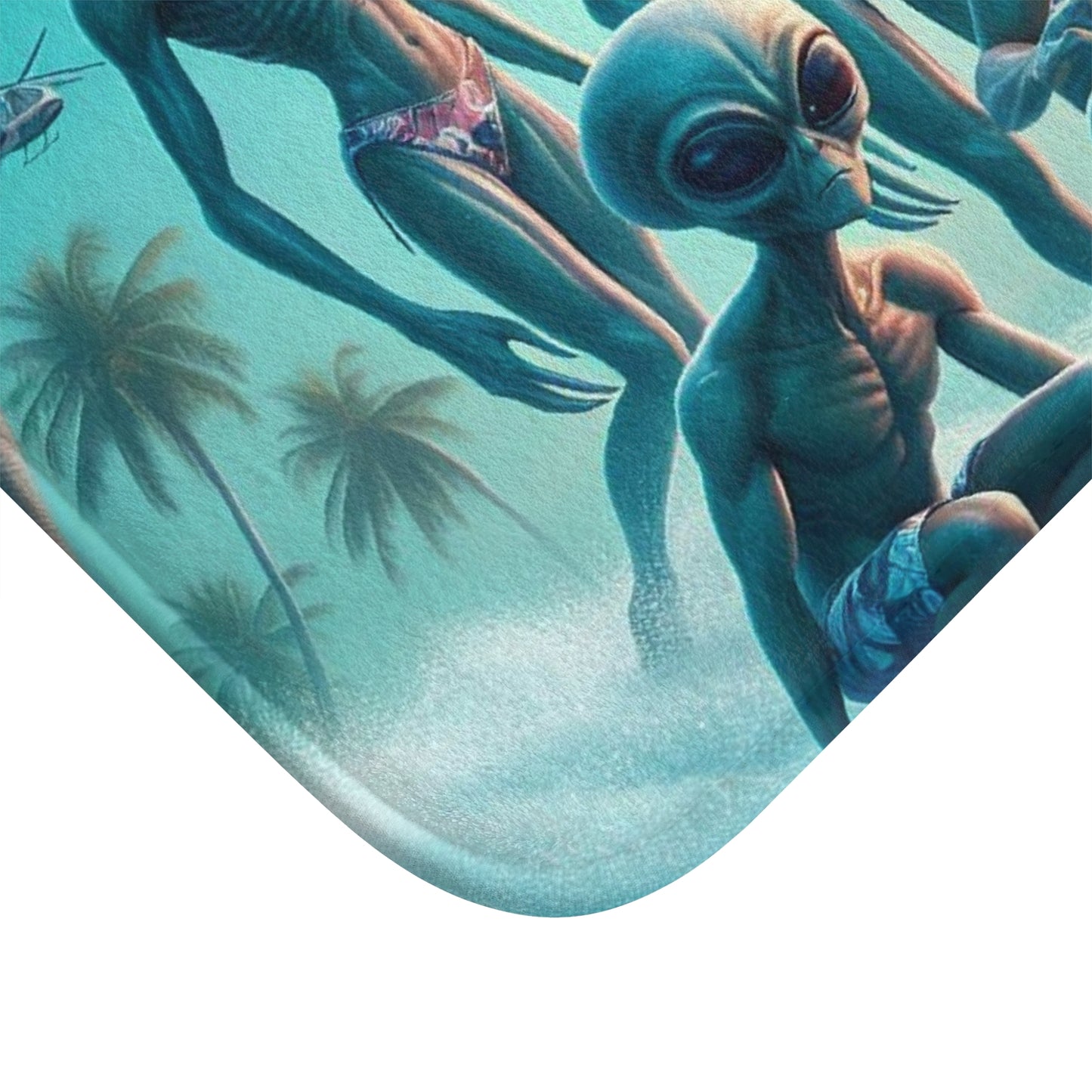 Surfing Aliens Bath Mat