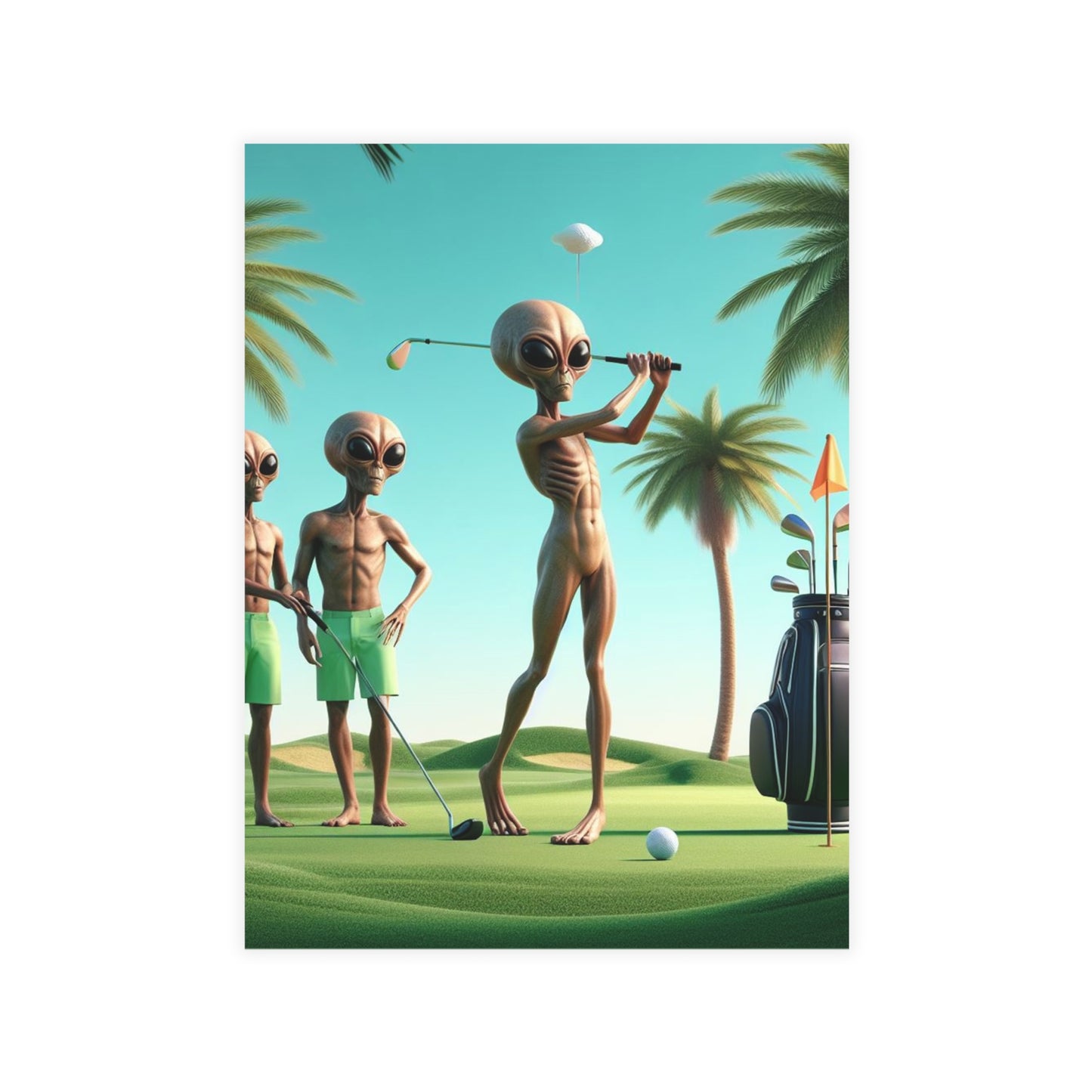 Golfing Aliens Postcard Bundle - Fun Outer Space Greetings