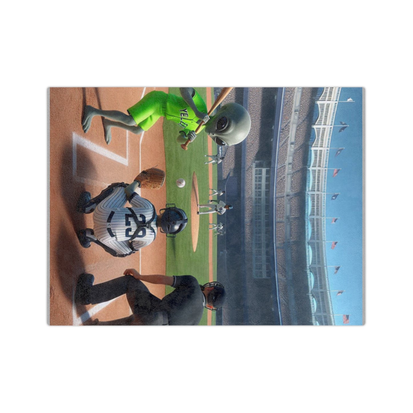 Aliens Playing Baseball Microfiber Blanket