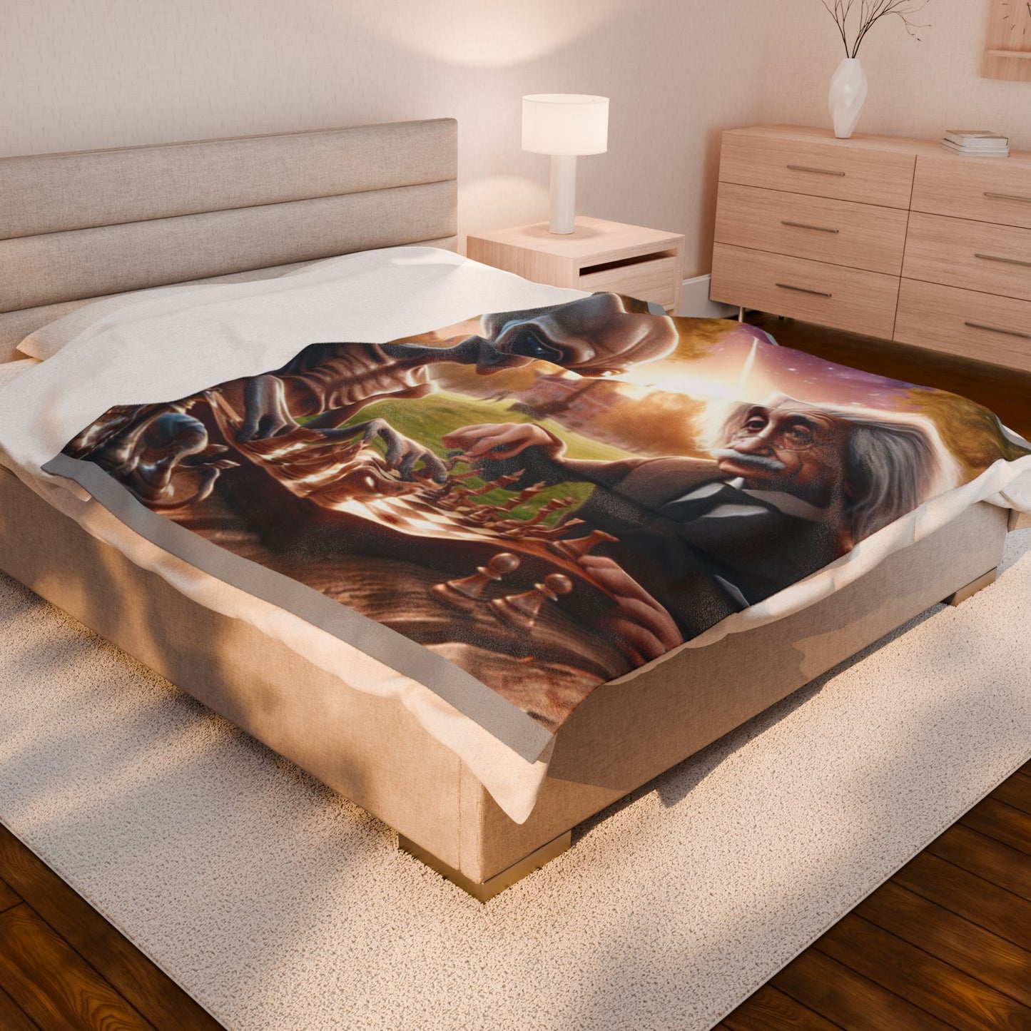 Alien Chess Game Velveteen Blanket