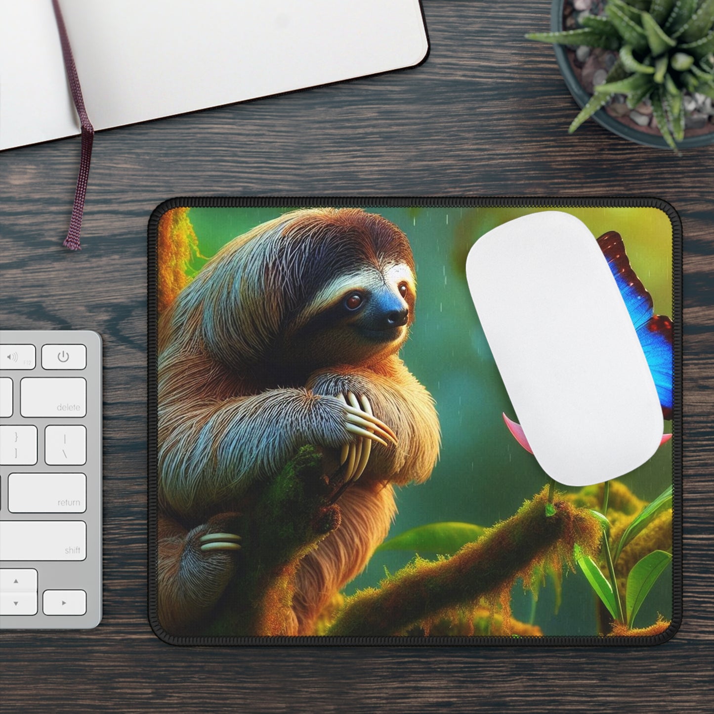Sloth and Butterfly Gaming Mouse Pad