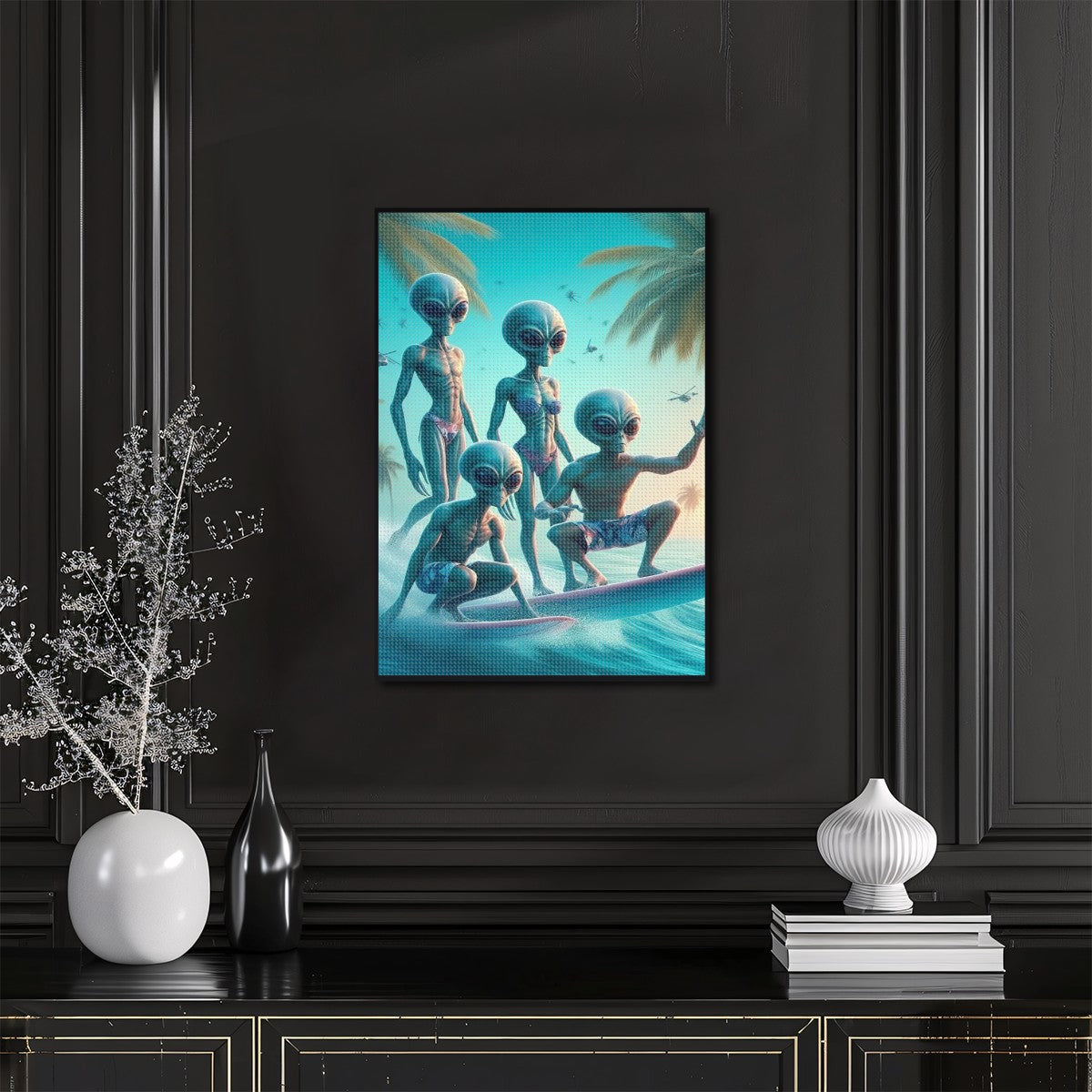 Diamond Painting Aliens Surfing - For You to Complete!