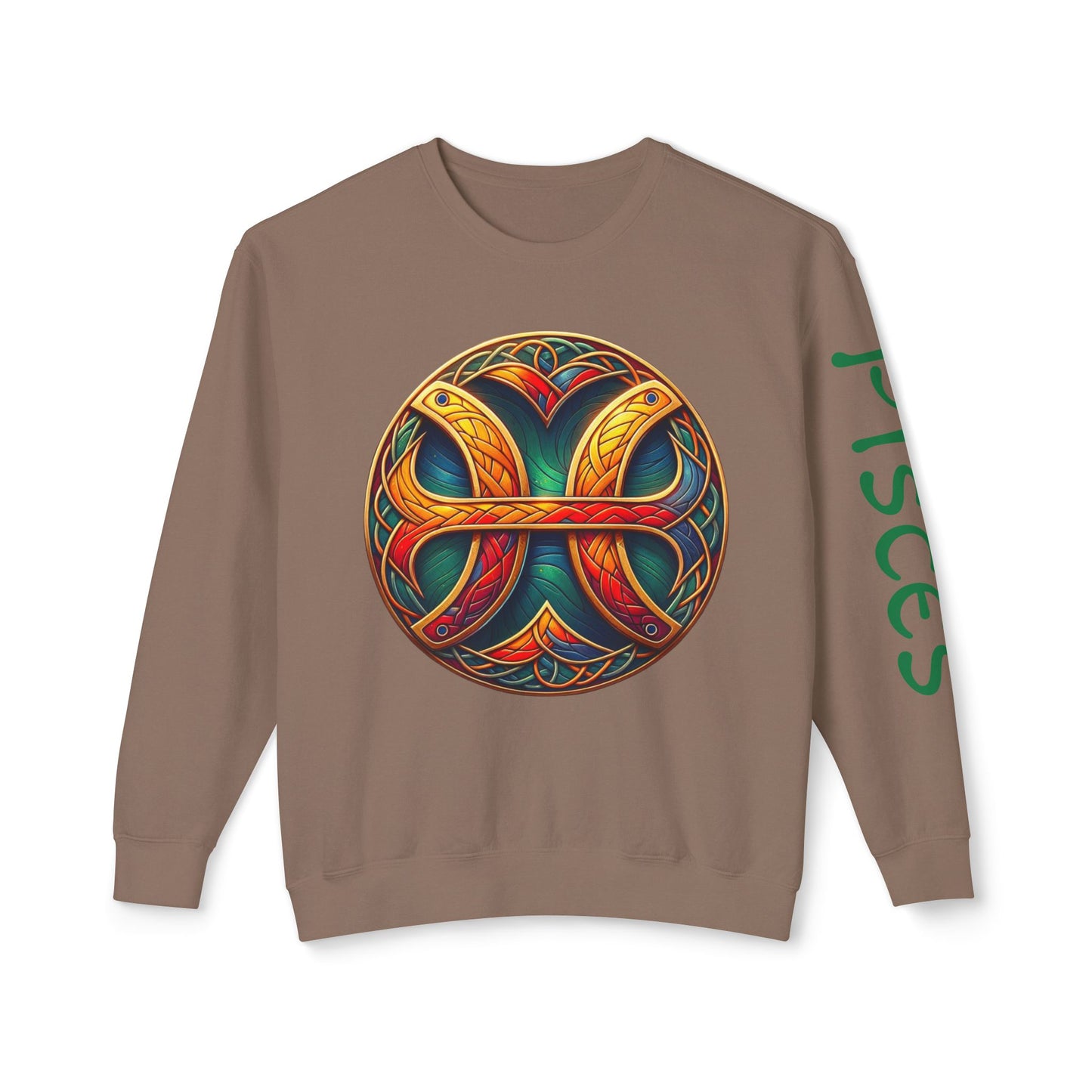 Crewneck Sweatshirt with Celtic Astrological Symbols-Pisces