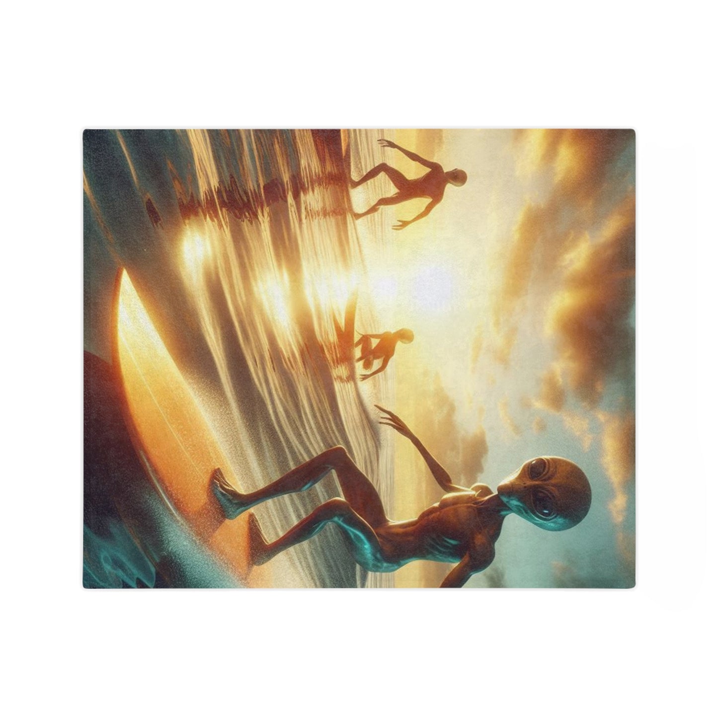 Surfing Aliens Velveteen Microfiber Blanket