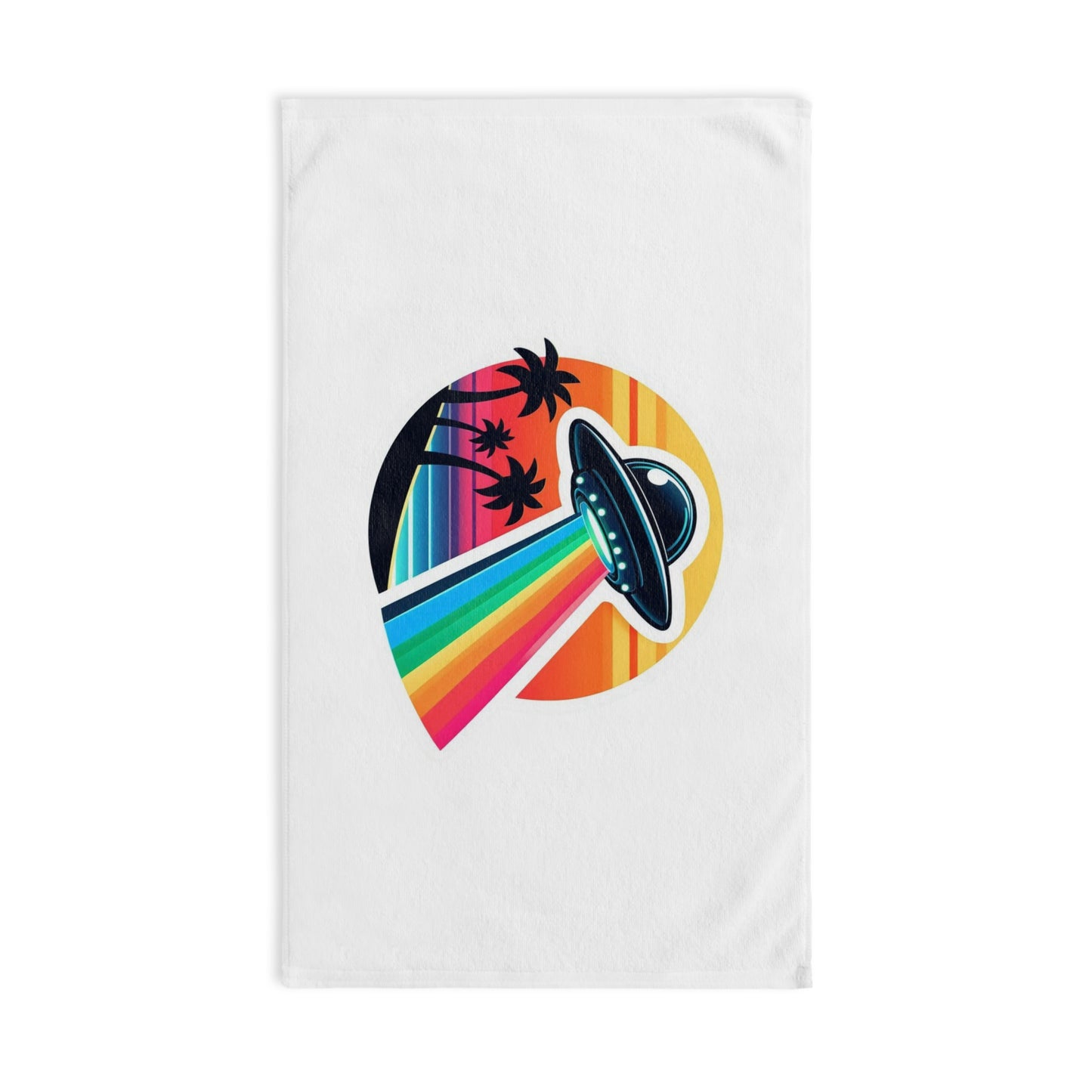 Retro Aliens in Paradise Hand Towel