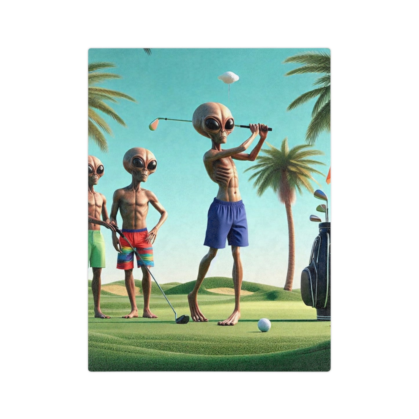 Aliens Golfing Velveteen Microfiber Blanket