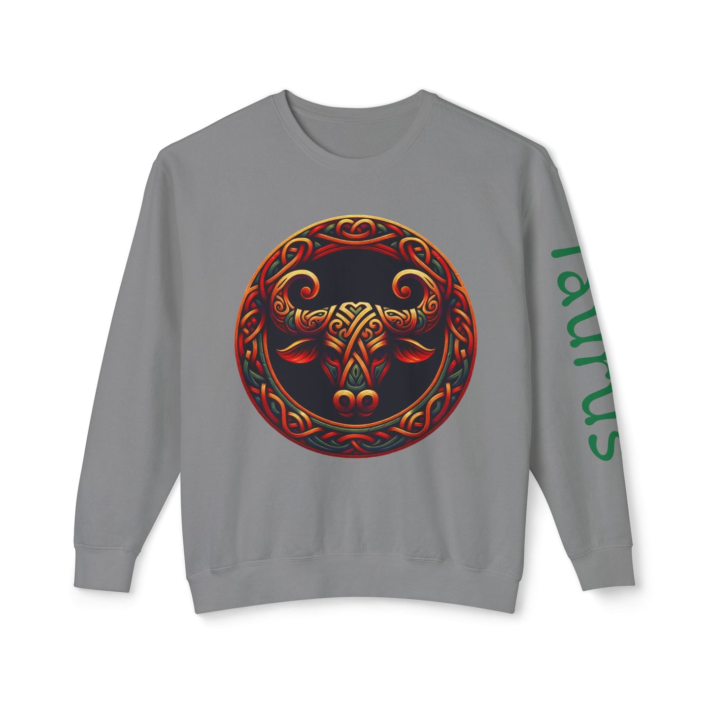 Crewneck Sweatshirt with Celtic Astrological Symbols-Taurus