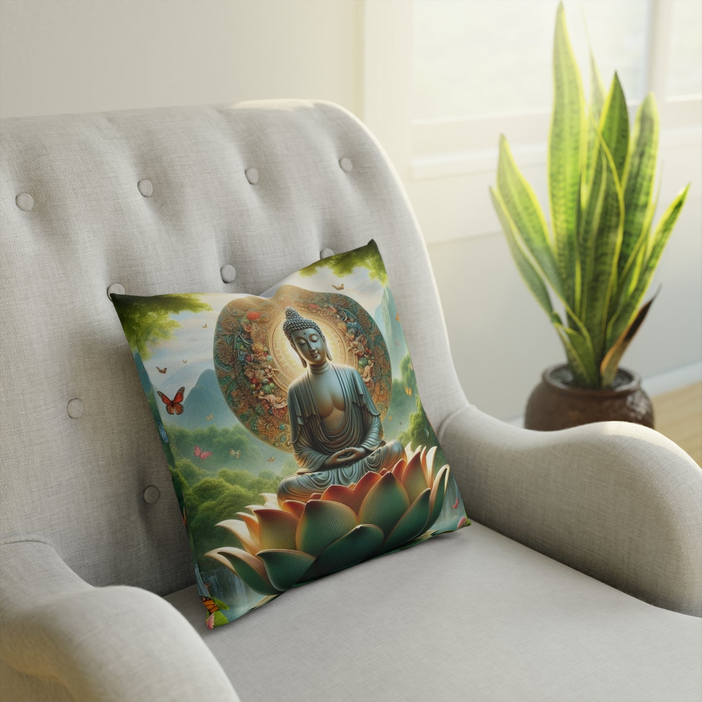 Buddha & Lotus Flower Pillow