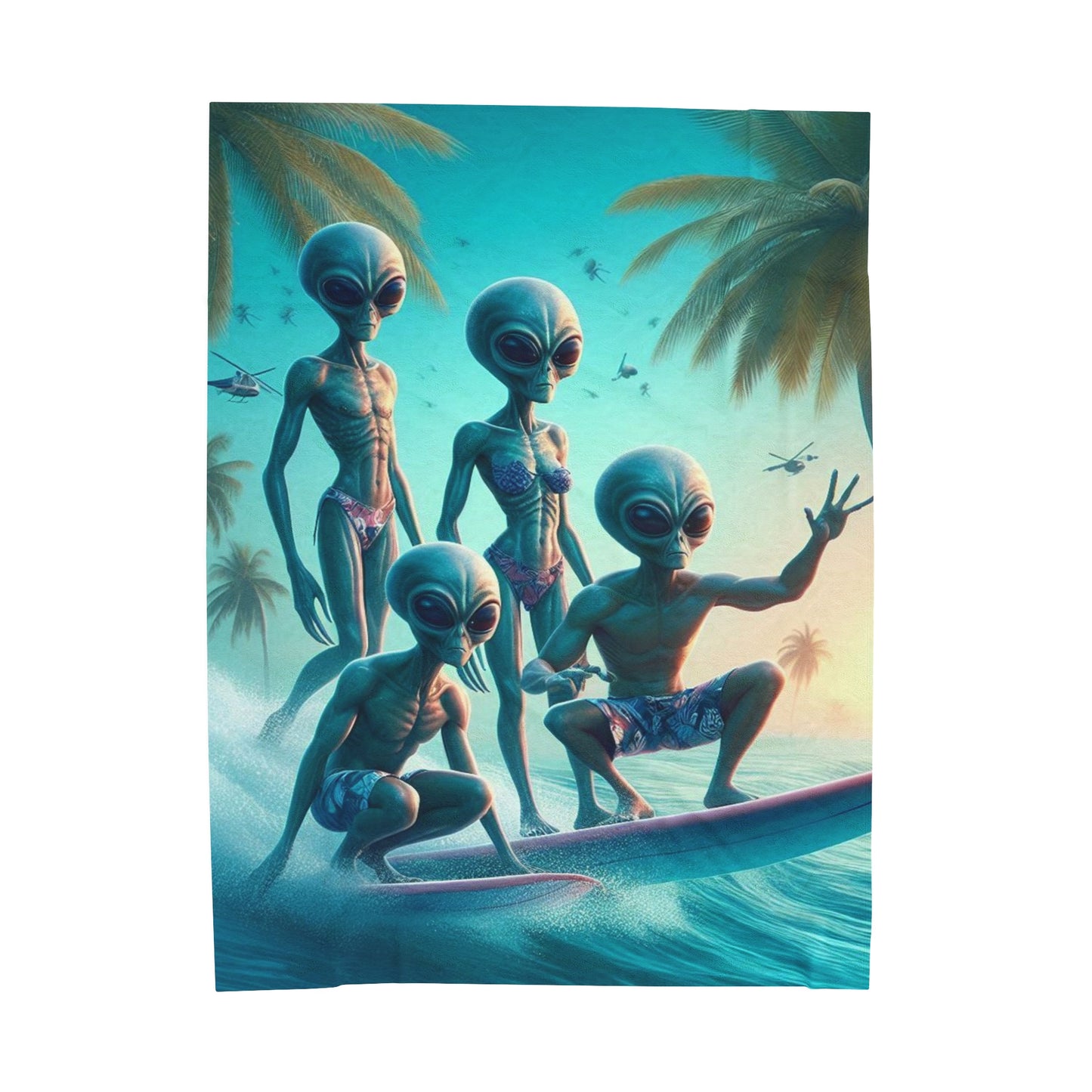 Sunset Surfers Velveteen Plush Blanket