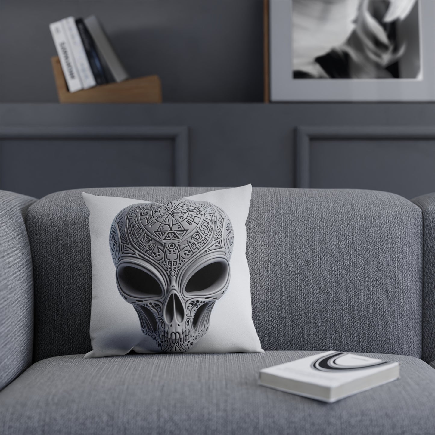 Arcane Alien Skull Pillow