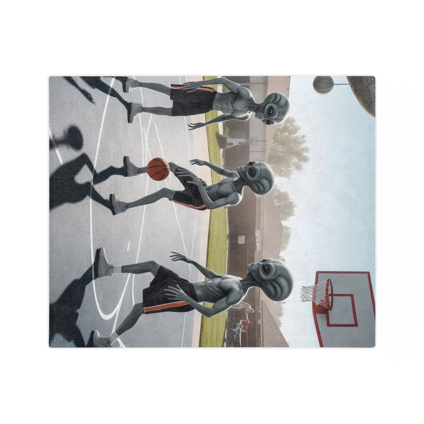 Aliens Playing Basketball Microfiber Blanket