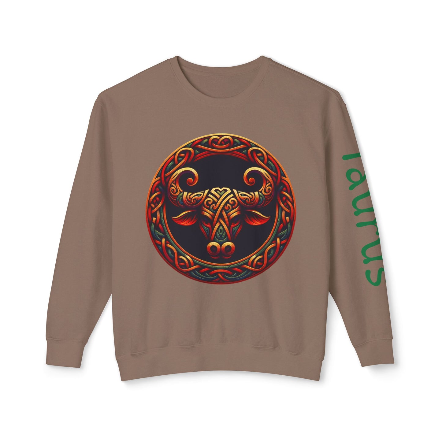 Crewneck Sweatshirt with Celtic Astrological Symbols-Taurus