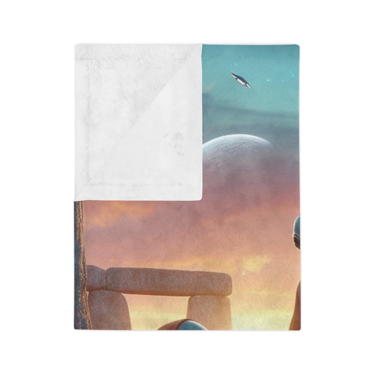 Aliens Stonehenge at Dawn Velveteen Microfiber Blanket