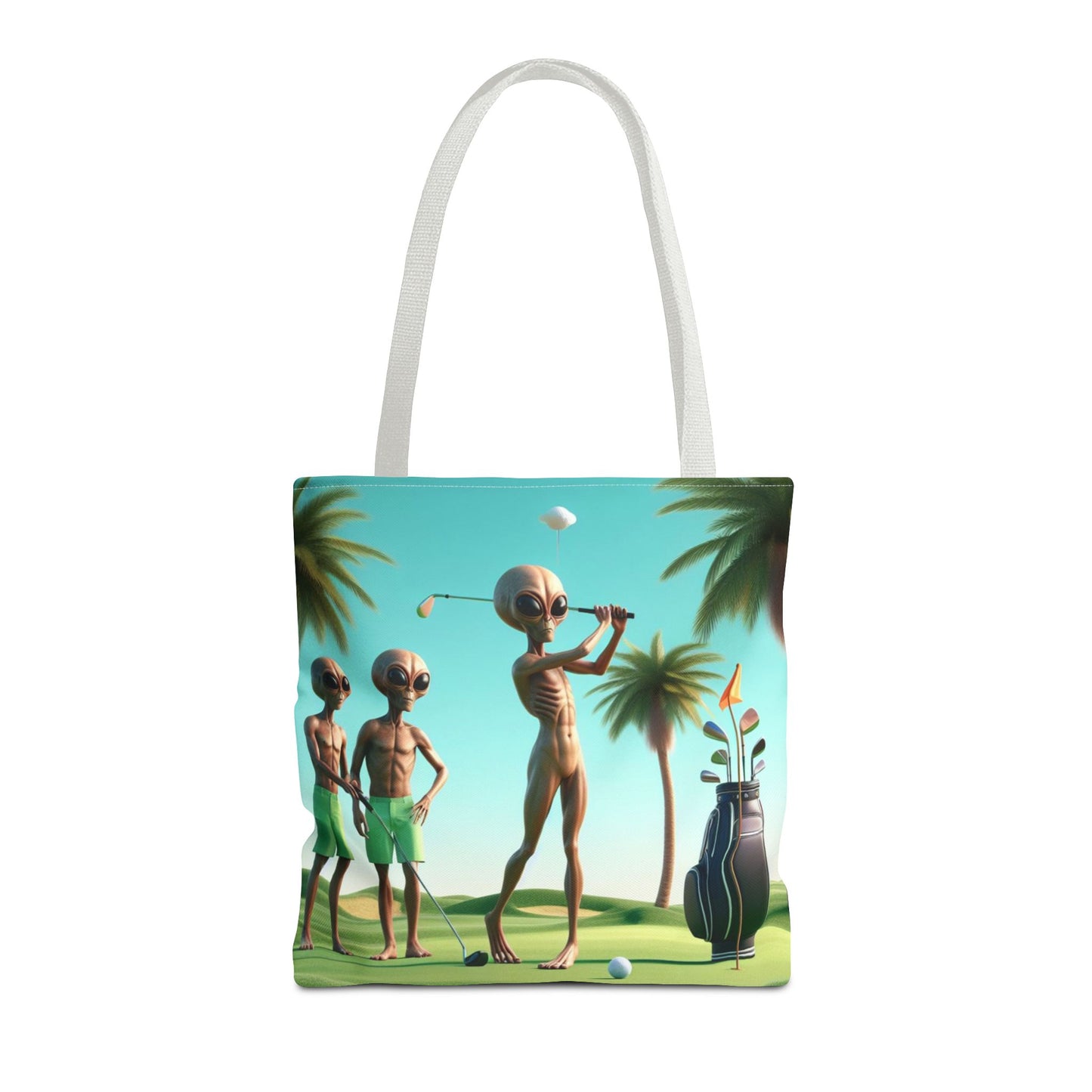 Golfing Aliens Tote Bag