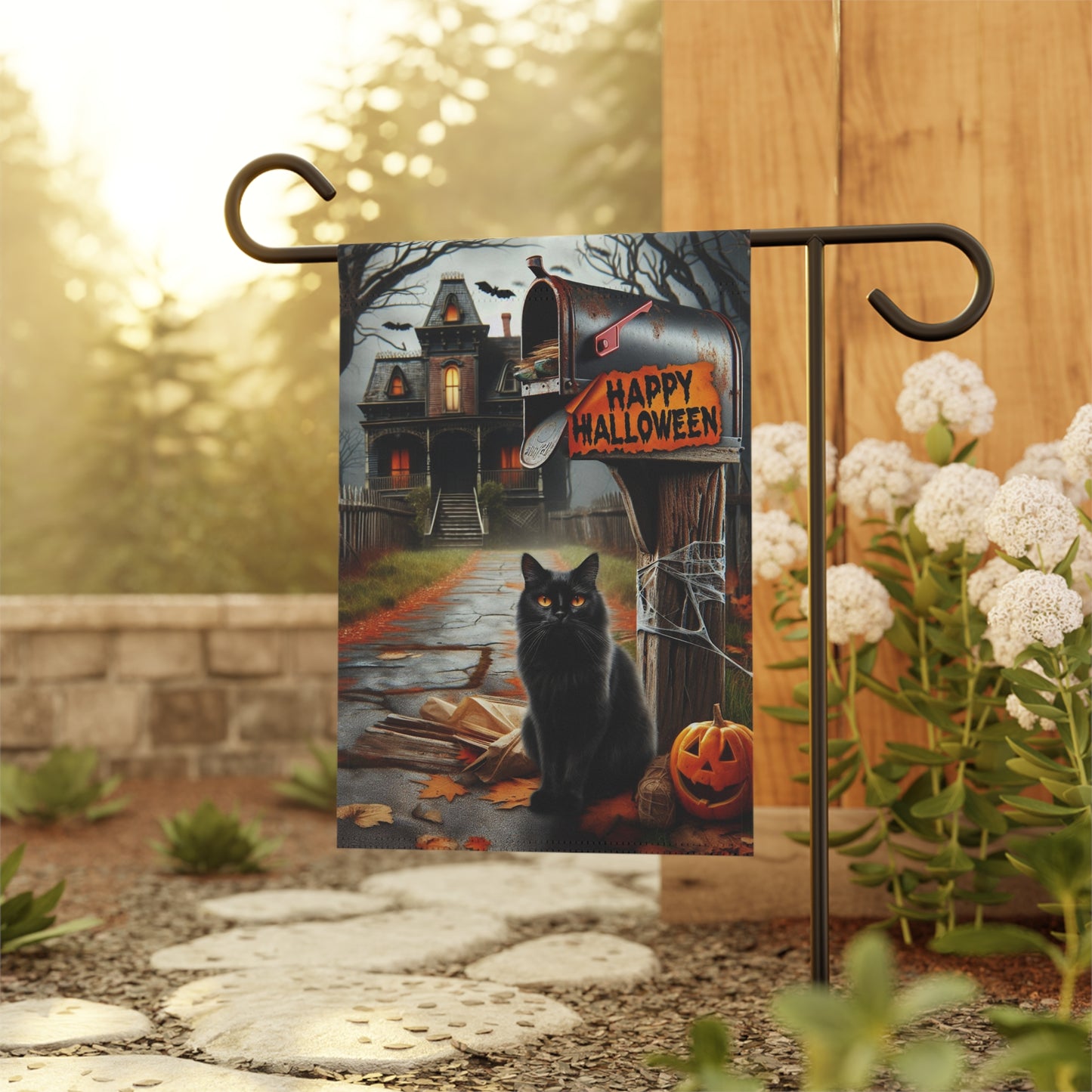 Halloween Black Cat Garden Flag