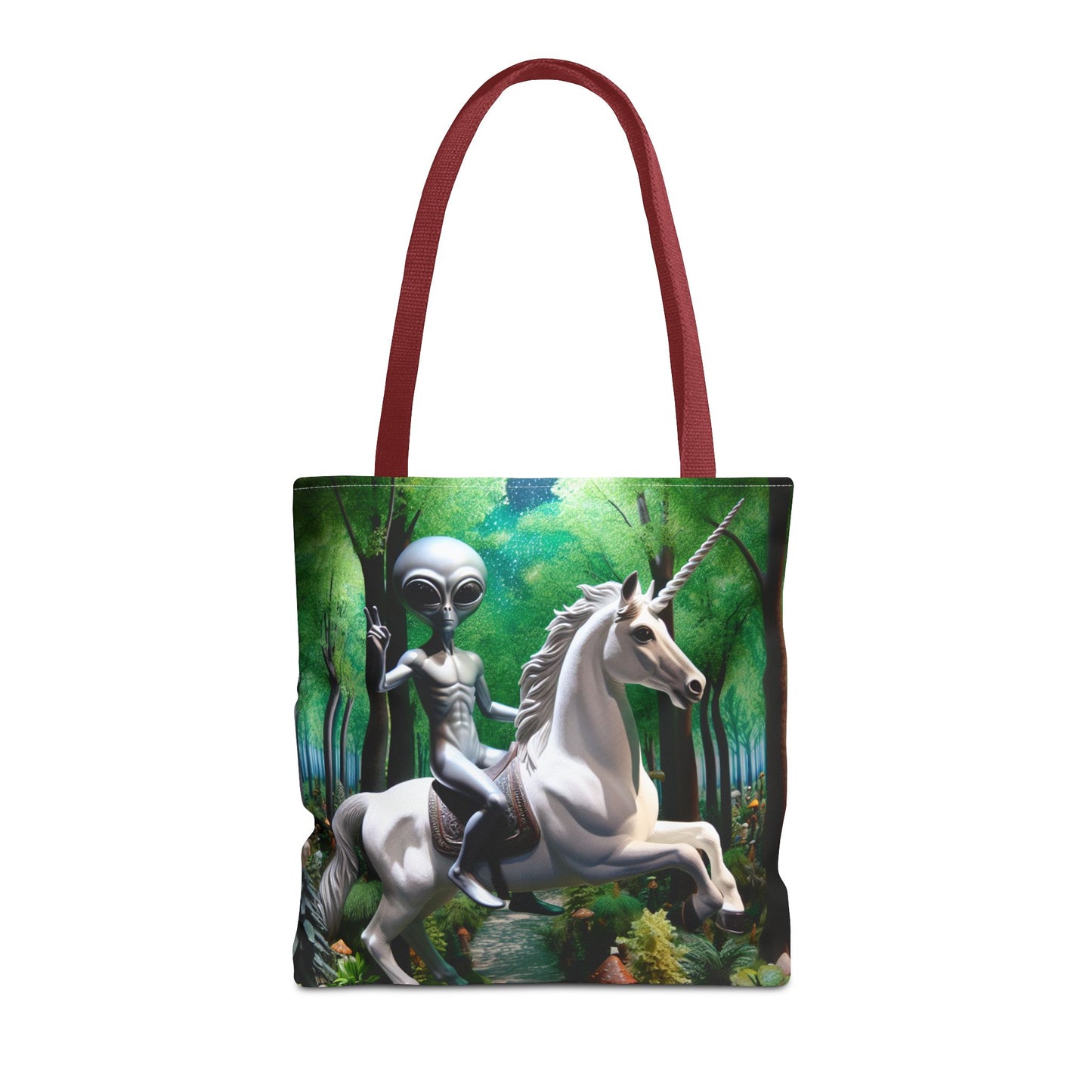 Unicorn Riding Alien Tote Bag