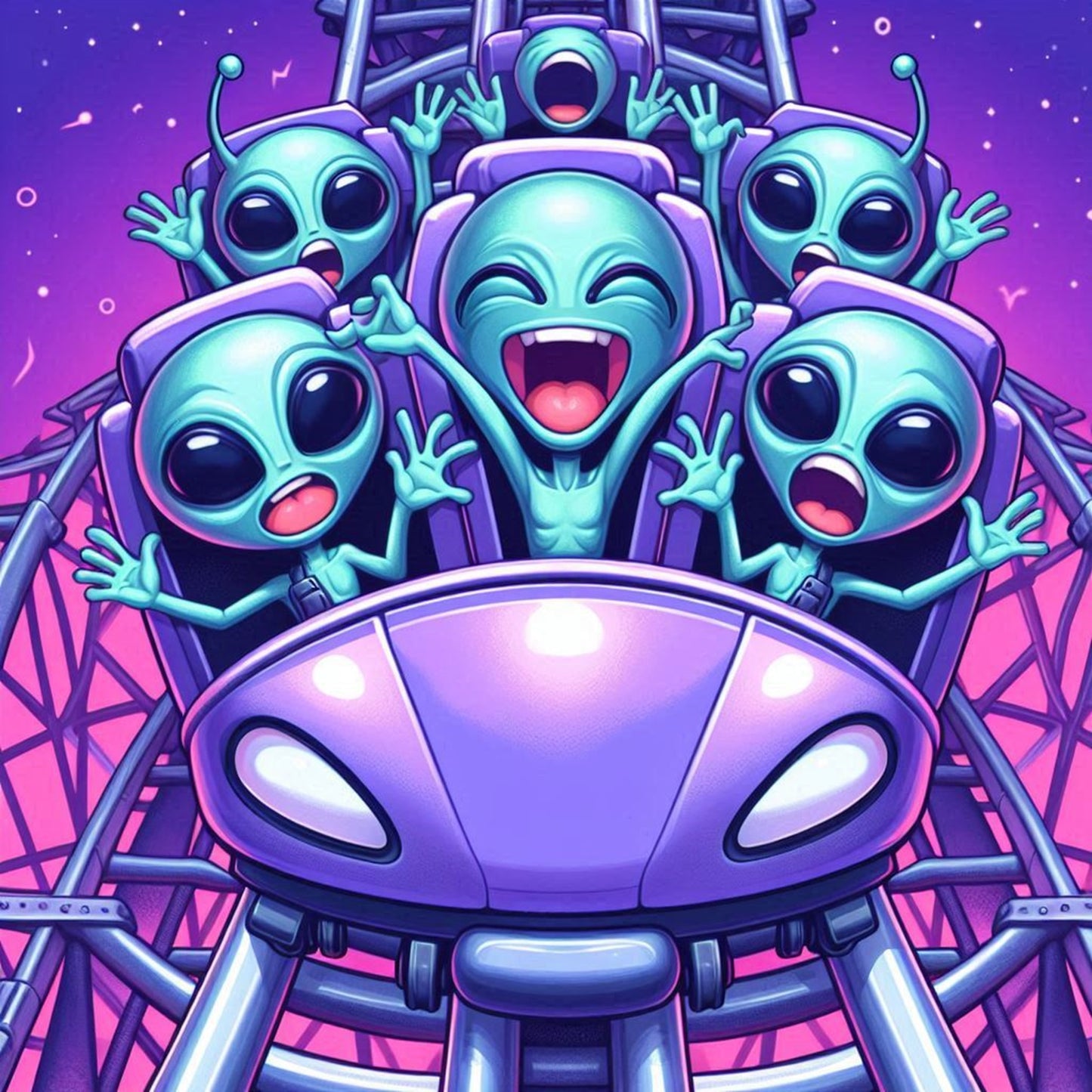 Comical Alien Kids Riding A Roller Coaster Velveteen Blanket