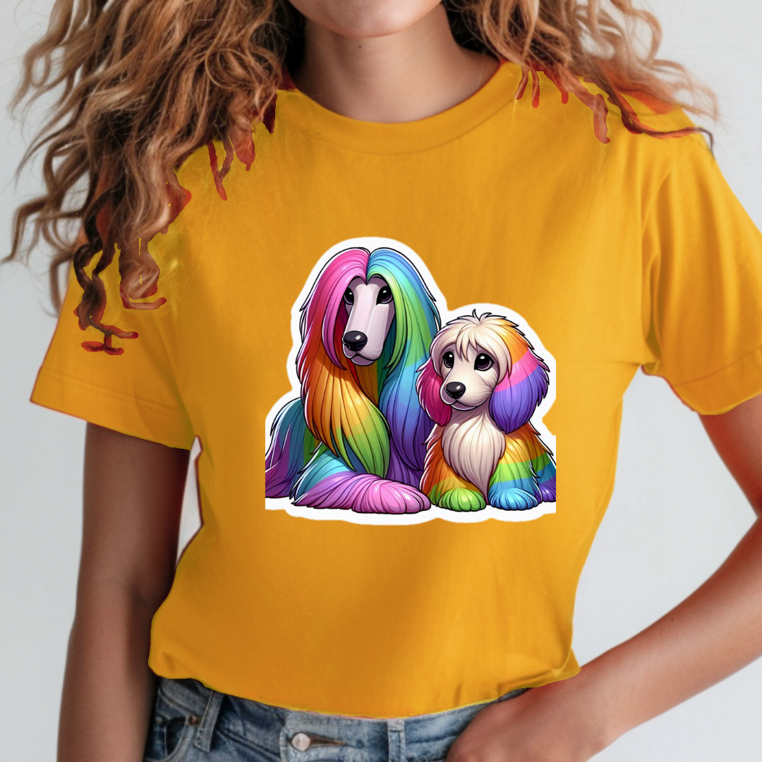 Rainbow Afghan Hounds Unisex Soft T-Shirt