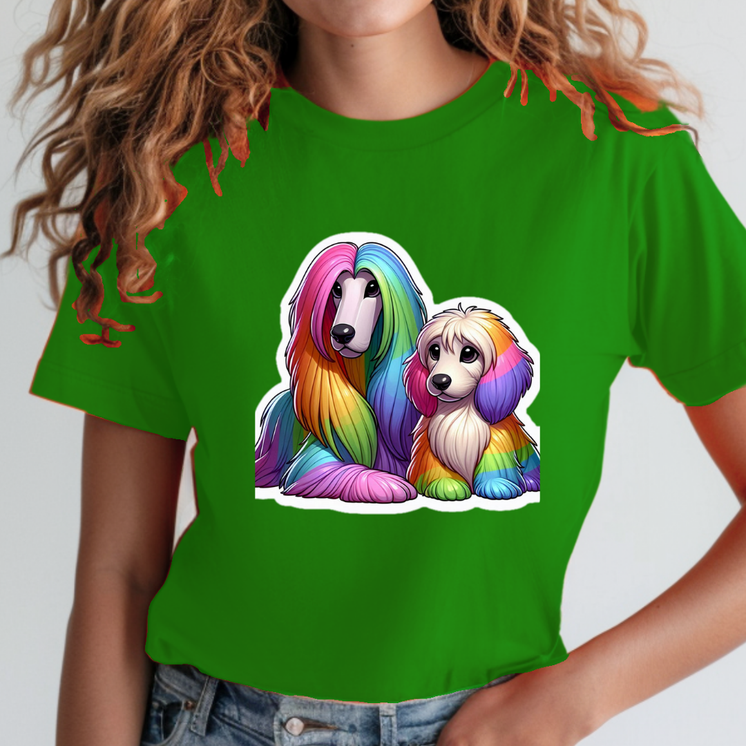 Rainbow Afghan Hounds Unisex Soft T-Shirt