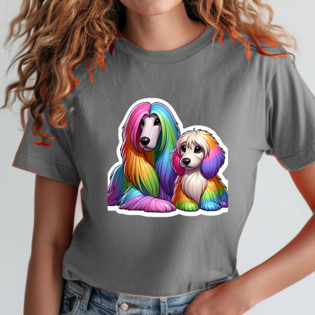 Rainbow Afghan Hounds Unisex Soft T-Shirt