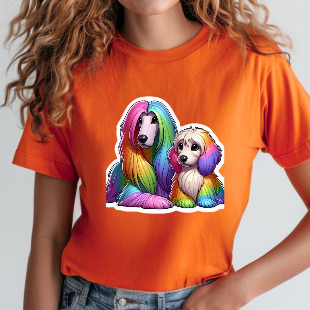 Rainbow Afghan Hounds Unisex Soft T-Shirt