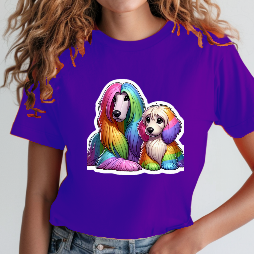 Rainbow Afghan Hounds Unisex Soft T-Shirt