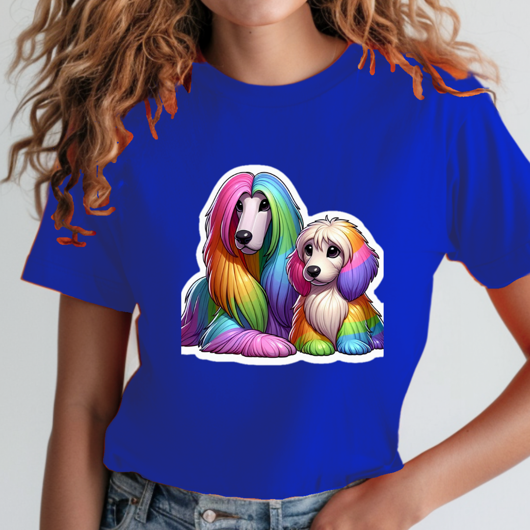 Rainbow Afghan Hounds Unisex Soft T-Shirt