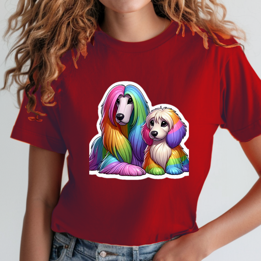 Rainbow Afghan Hounds Unisex Soft T-Shirt