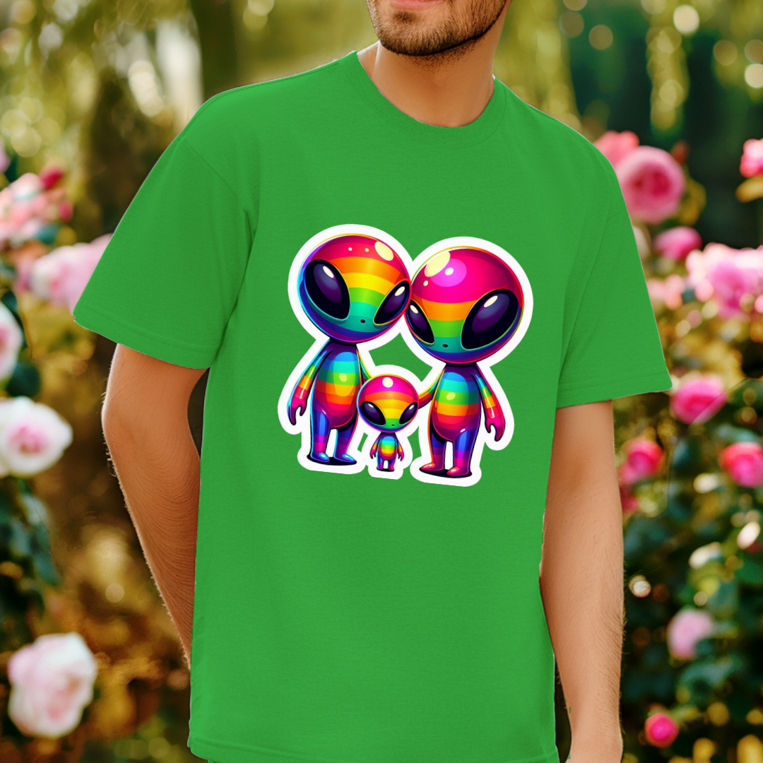 Rainbow Aliens Unisex Soft T-Shirt