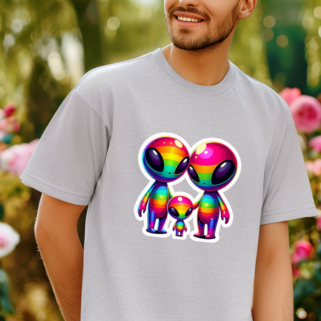 Rainbow Aliens Unisex Soft T-Shirt