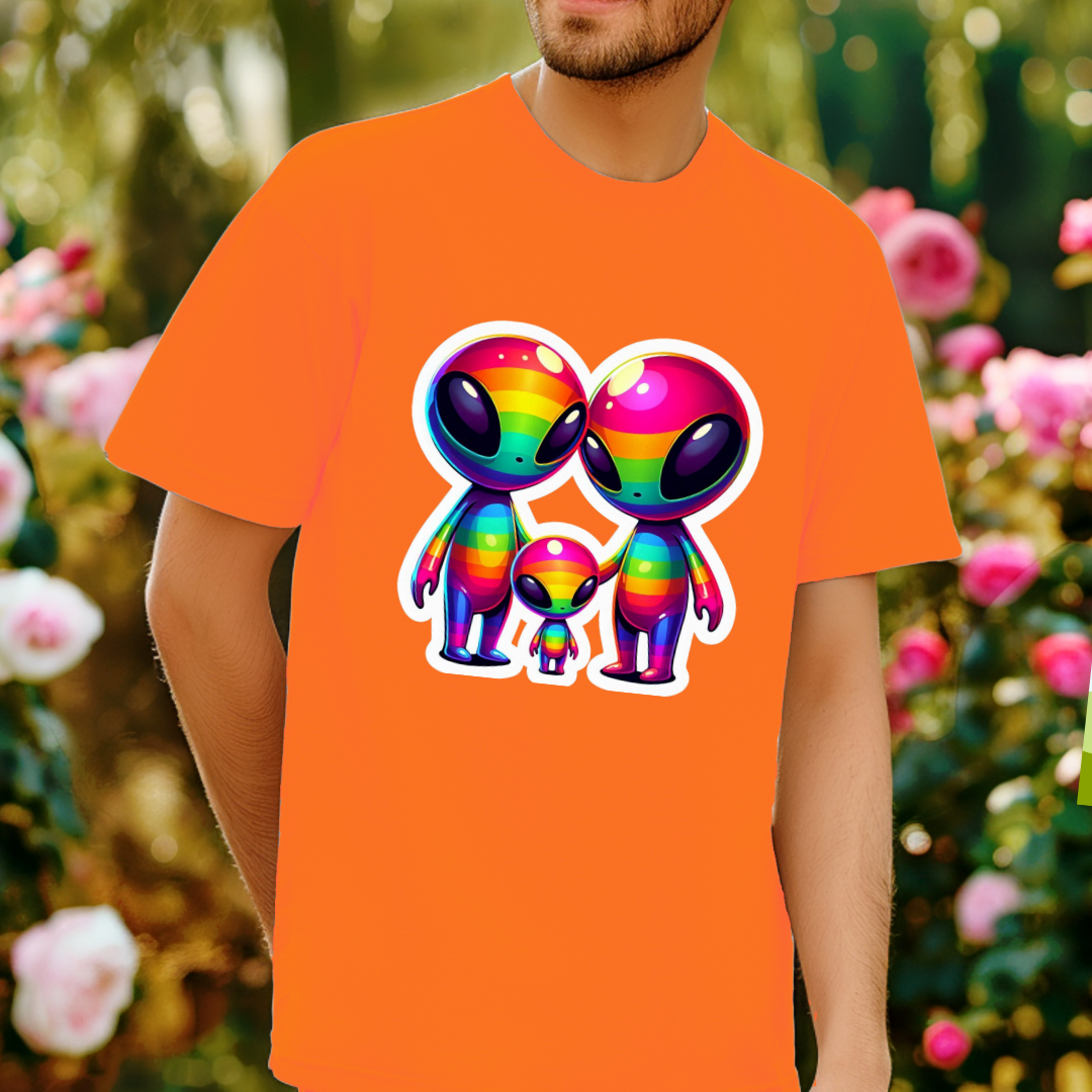 Rainbow Aliens Unisex Soft T-Shirt