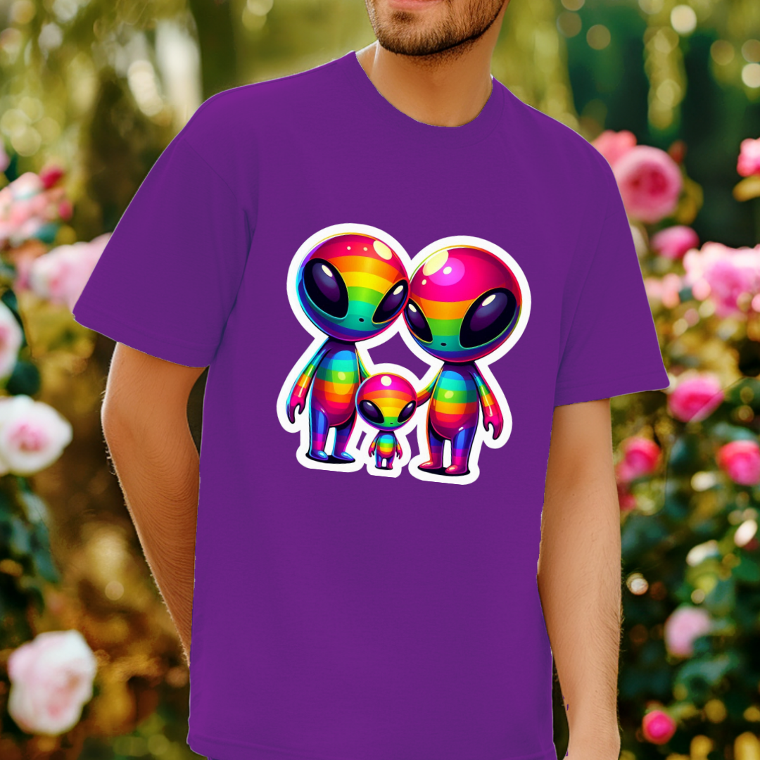 Rainbow Aliens Unisex Soft T-Shirt
