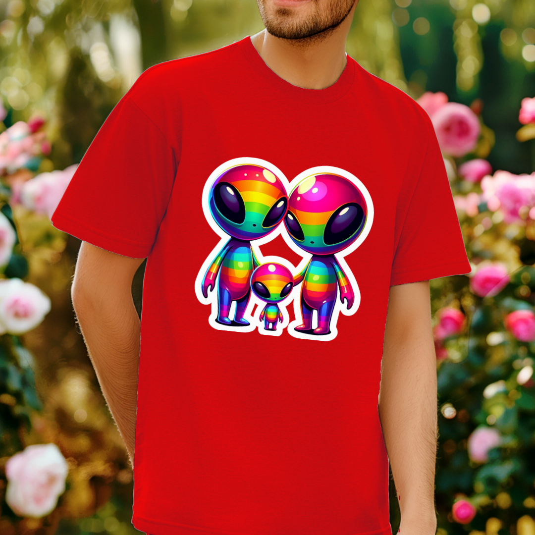 Rainbow Aliens Unisex Soft T-Shirt