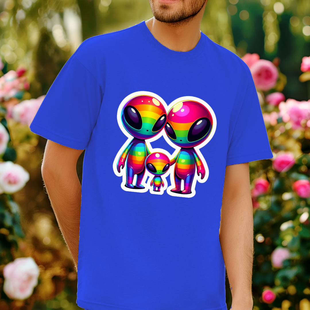 Rainbow Aliens Unisex Soft T-Shirt
