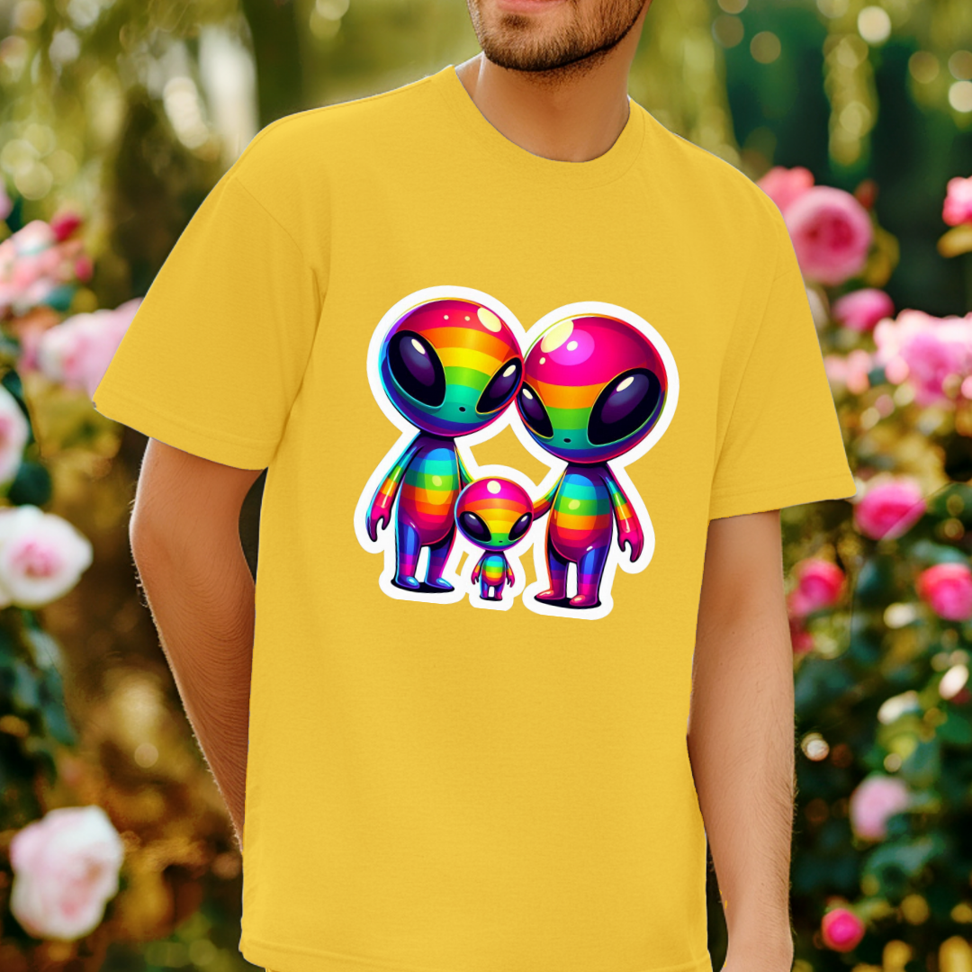Rainbow Aliens Unisex Soft T-Shirt