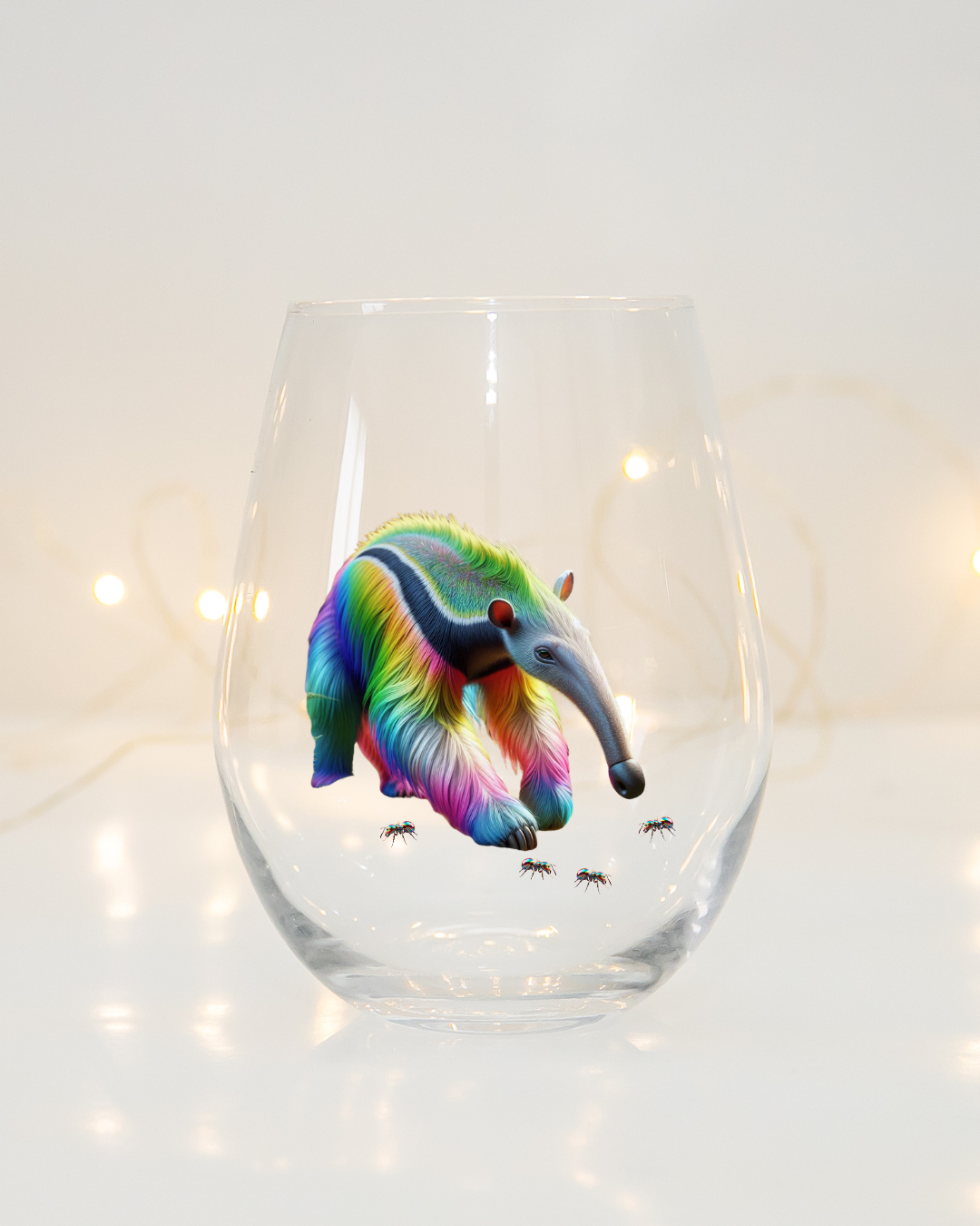 Rainbow Anteater -with ants!- Whiskey Glass