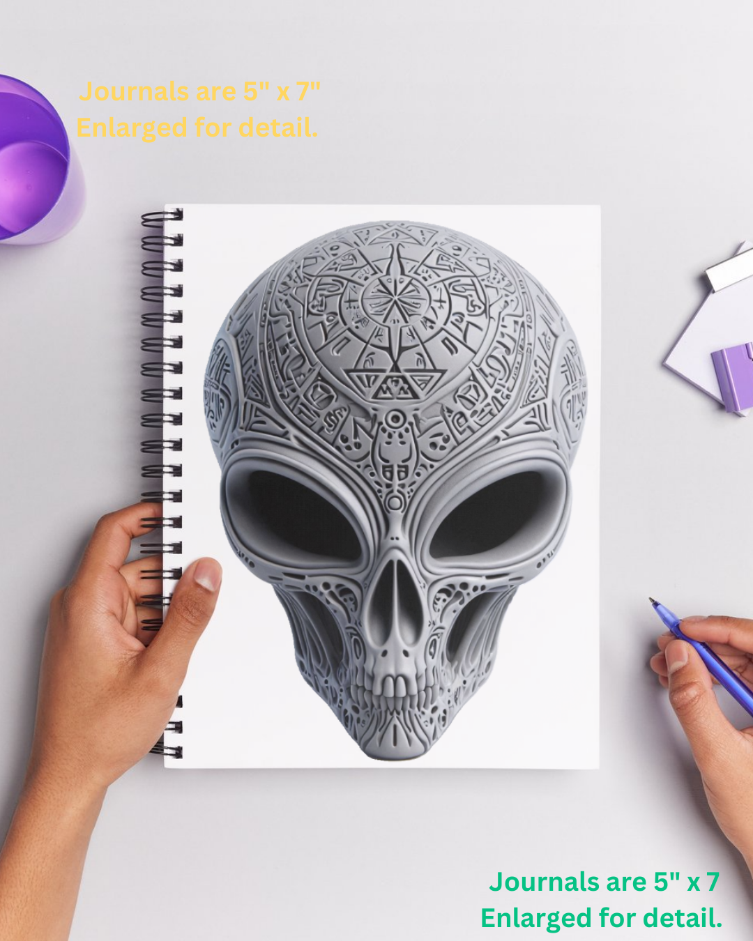 Arcane Alien Skull Spiral Notebook